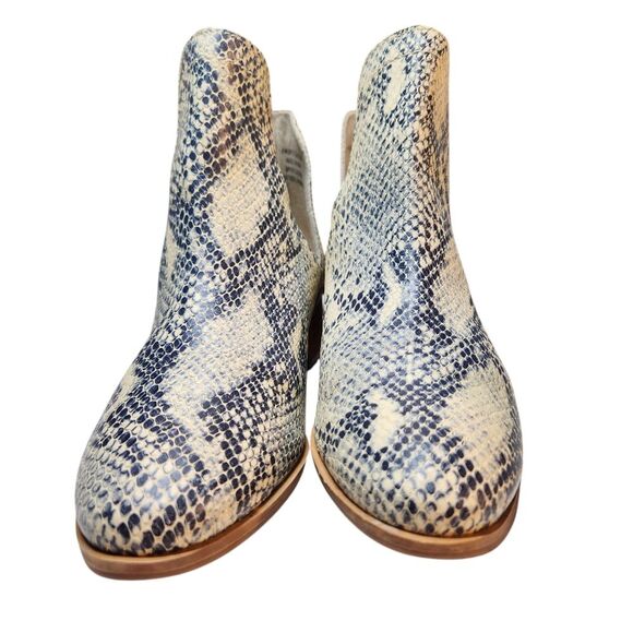 Anthro Coconuts By Matisse Pronto Snakeskin Ankle Boots D'Orsay Cream Black 6.5 - Picture 6 of 15